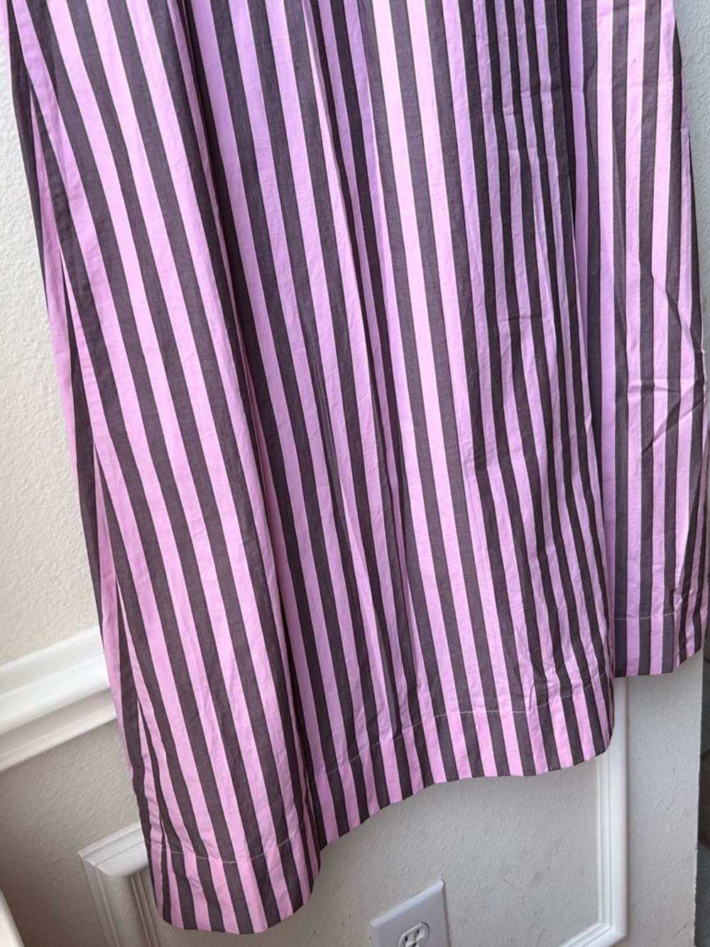 NWT Ganni Cutout Bonbon Purple Brown striped cotton-poplin maxi dress Sz 4 - Picture 8 of 15
